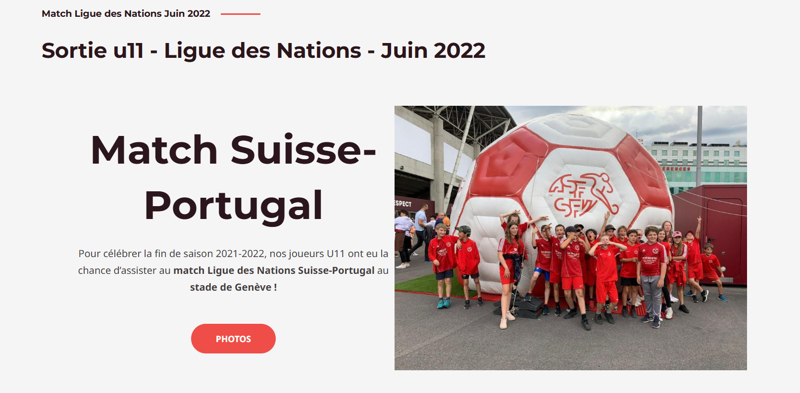 Joueurs et familles réunis pour un événement convivial du FC Salèves